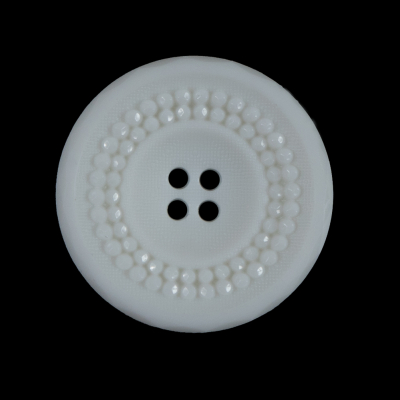 White Strands of Pearls Beveled Textured 4-Hole Button - 44L/28mm | Mood Fabrics