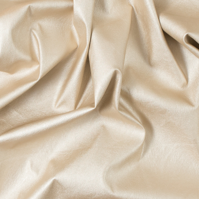 Italian Gold Faux Leather with Gold Knit Backing | Mood Fabrics