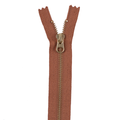 Bronze Metal Zipper with Gold Pull and Teeth - 6