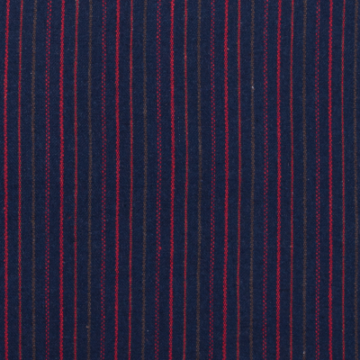 Italian Navy, Red and Green Striped Blended Wool Twill | Mood Fabrics