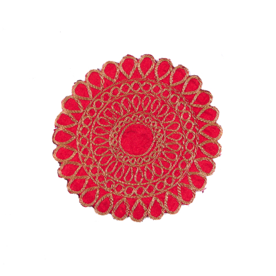 Red Patch with Gold Lurex - 4.25