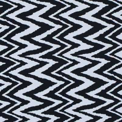 Black and White Zig Zag Printed Polyester Spandex | Mood Fabrics