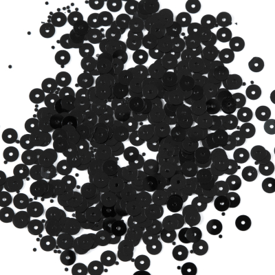 Bag of Black Transparent Bright Loose Sequins - 5mm | Mood Fabrics
