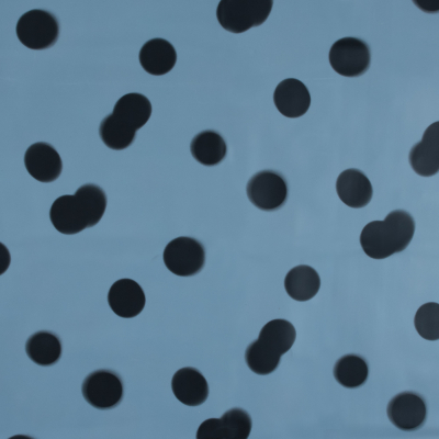 Famous NYC Designer Baby Blue Polka Dot Vinyl | Mood Fabrics