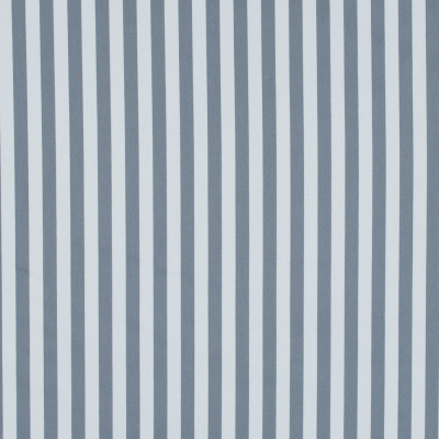 Wild Dove and White Bengal Striped Polyester Twill with Give | Mood Fabrics