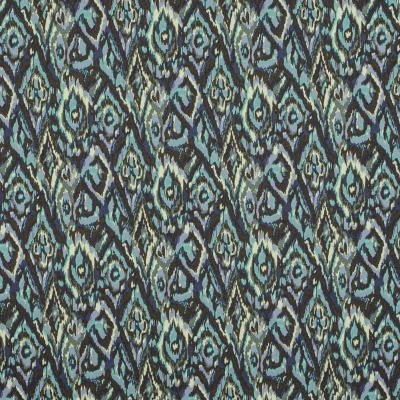 Green Ash and Tender Yellow Ikat Printed Stretch Cotton Twill | Mood Fabrics
