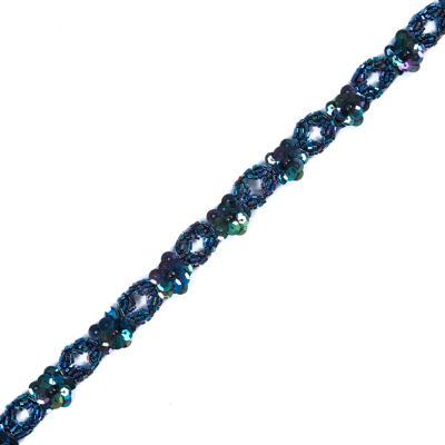 Blue & Purple Sequined and Beaded Trim - 0.75