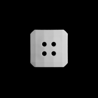 White Square Bevel Cut Button - 24L/15mm | Mood Fabrics