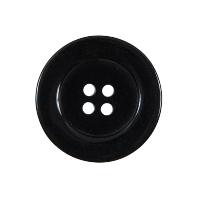 Black 4-Hole Plastic Button - 40L/25.5mm | Mood Fabrics