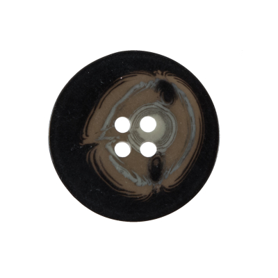 Black and Brown Plastic Button - 40L/25.5mm | Mood Fabrics