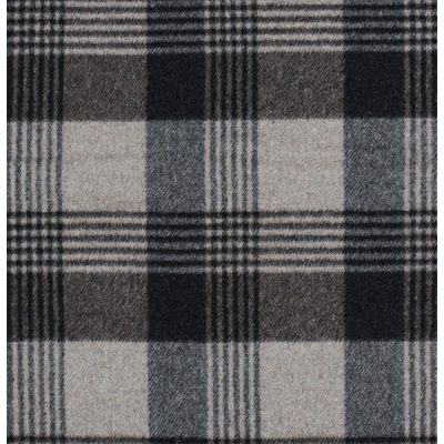 Italian Dust Gray and Navy Plaid Brushed Wool Twill | Mood Fabrics
