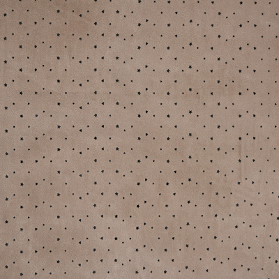Nomad Beige Short-Piled Velveteen with Perforated Hearts and Stars | Mood Fabrics
