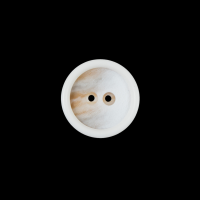 Ivory, Beige and Gray 2-Hole Plastic Button - 24L/15mm | Mood Fabrics