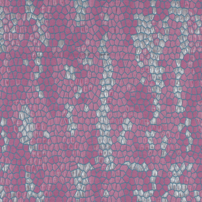 3 Yards of Metallic Silver, Pink and Blue Reversible Mosaic Brocade | Mood Fabrics