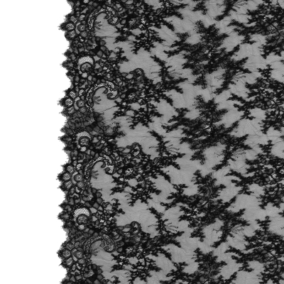 Black Floral Corded Lace - 3 Yard Panel | Mood Fabrics