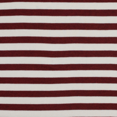 Italian Brick Red Awning Striped Cotton Waffle Knit | Mood Fabrics