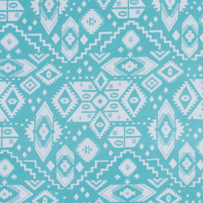 Seafoam and White Tribal Printed Jersey | Mood Fabrics