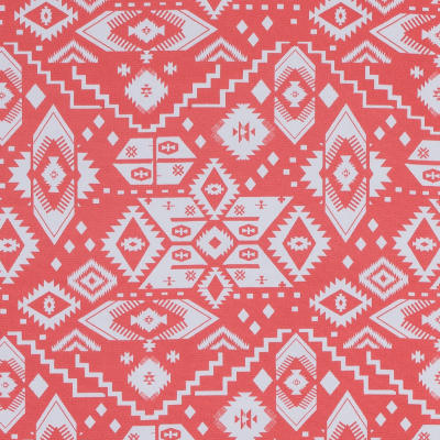 Coral and White Tribal Printed Jersey | Mood Fabrics