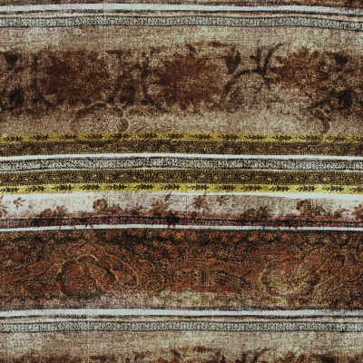 Italian Brown Rustic Striped Printed Jersey | Mood Fabrics