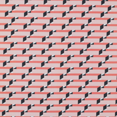 Italian Orange Geometric Stretch Cotton Sateen | Mood Fabrics