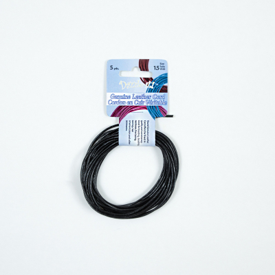 Dazzle-It Black Genuine Leather Cord - 1.5mm | Mood Fabrics