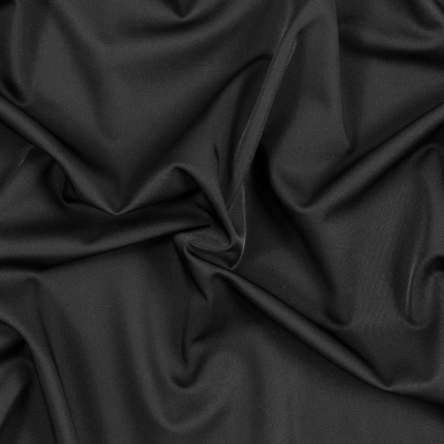 Sleek Black Stretch Polyester Suiting | Mood Fabrics