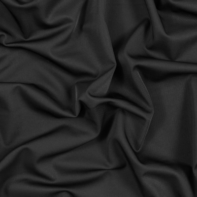 Sleek Black Stretch Polyester Suiting | Mood Fabrics