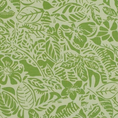 Parrot Green Leafy Printed Linen Woven | Mood Fabrics