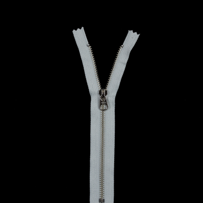 Light Gray Metal Closed Bottom Zipper with Silver Teeth - 8