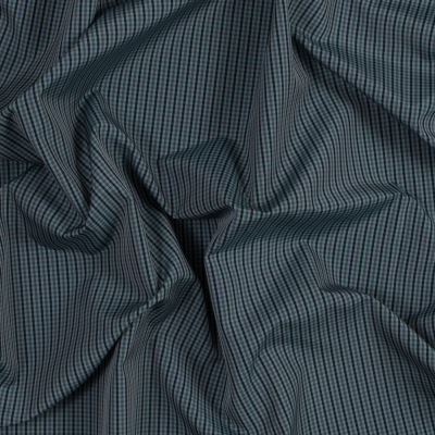 Pale Blue and Teal Plaid Polyester Taffeta Lining | Mood Fabrics