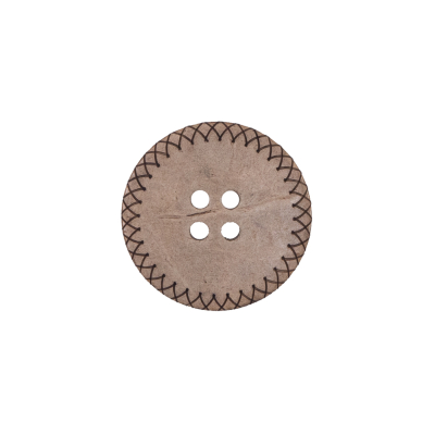 Italian Brown Etched Coconut Button - 28L/18mm | Mood Fabrics