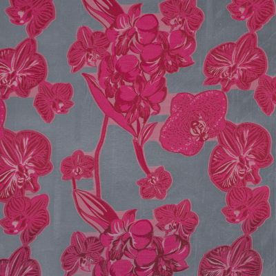 Fuchsia and White Floral Burnout Organza | Mood Fabrics