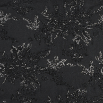 Black on Black Metallic Floral Brocade | Mood Fabrics
