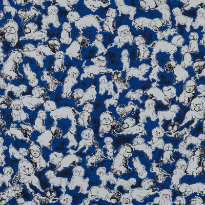 Carolina Herrera Royal Blue Toy Dog Printed Silk Twill | Mood Fabrics