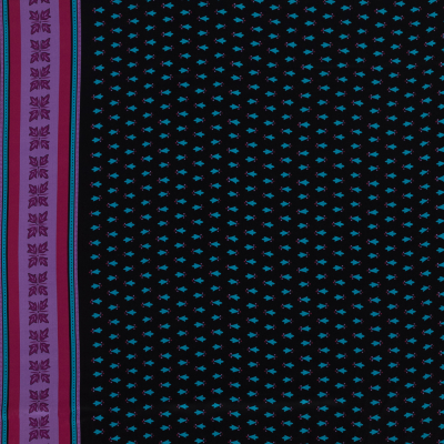 Famous NYC Designer Pink, Teal and Purple Printed Crepe de Chine Silk Panel | Mood Fabrics