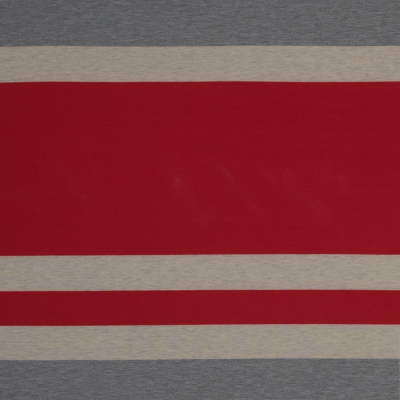 Red, Oatmeal and Gray Awning Striped Jersey | Mood Fabrics