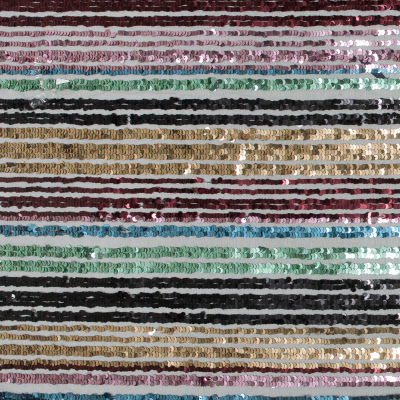 Shiny Rainbow Striped Sequin Fabric | Mood Fabrics