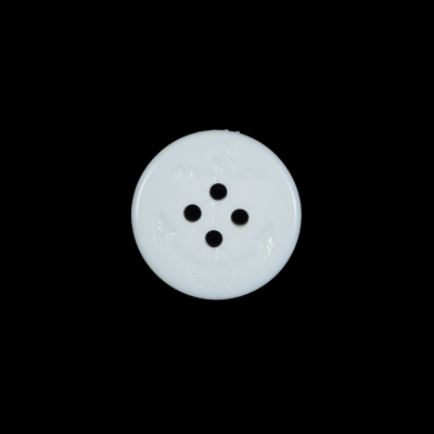 White Plastic Anchor 4-Hole Button - 24L/15mm | Mood Fabrics