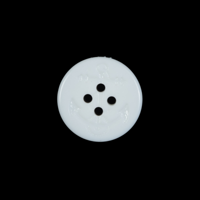 White Plastic Anchor 4-Hole Button - 28L/18mm | Mood Fabrics