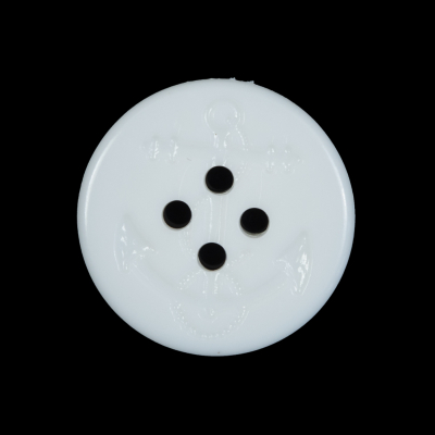 White Plastic Anchor 4-Hole Button - 40L/25.5mm | Mood Fabrics