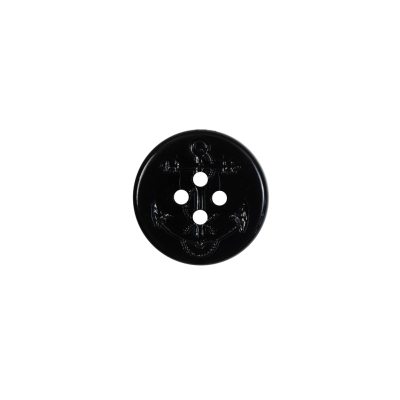 Black Plastic Anchor 4-Hole Button - 20L/12.5mm | Mood Fabrics
