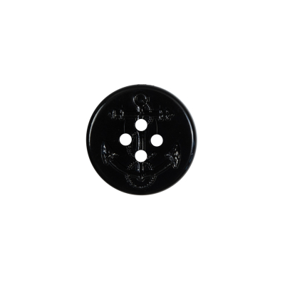 Black Plastic Anchor 4-Hole Button - 24L/15mm | Mood Fabrics