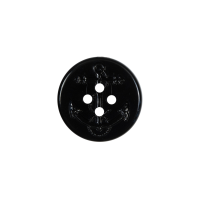 Black Plastic Anchor 4-Hole Button - 28L/18mm | Mood Fabrics