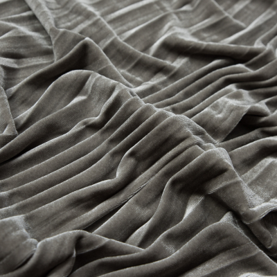 Tver Gray Violet Pleated Velour | Mood Fabrics