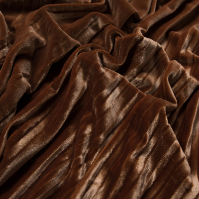 Tver Adobe Brown Pleated Velour | Mood Fabrics