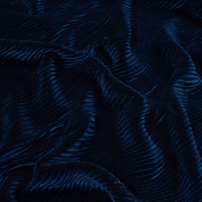 Yvonne Estate Blue Wavy Crinkled Velour | Mood Fabrics