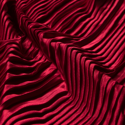 Andreas Red Pleated Stretch Satin | Mood Fabrics
