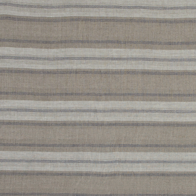 Beige, White and Blue Striped Linen Dobby Woven | Mood Fabrics