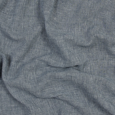 Italian Denim and White Plaid Gauzy Linen | Mood Fabrics