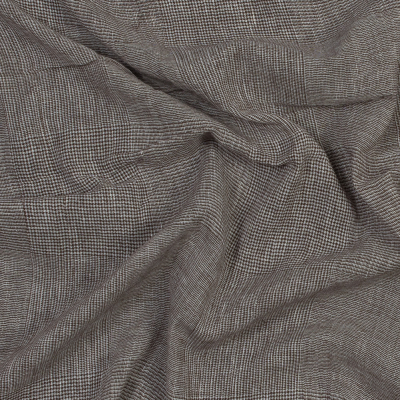 Italian Brown and White Plaid Gauzy Linen | Mood Fabrics